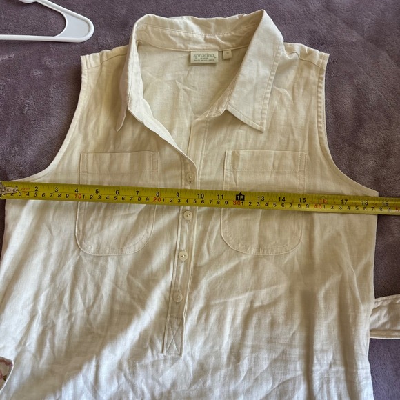 Spartina 449 Womens Cream Floral Embroidered Sleeveless Shirt Dress Small - Picture 5 of 10